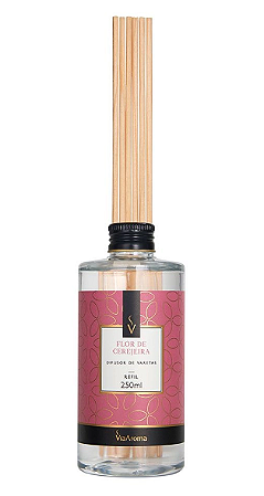 REFIL DIFUSOR VARETAS VIA AROMA 250ML - FLOR DE CEREJEIRA