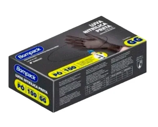 LUVA NITRÍLICA PRETA C/ 100 UNIDADES - GG