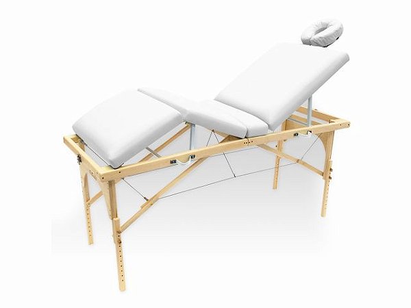 Maca De Massagem Portátil Com Altura Regulável E Orifício Para Fisioterapia E Estética Canopus - Legno branco brilhante