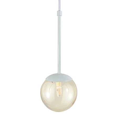 Pendente Globo Esfera de Vidro 12cm - BRANCO - Vidro Ambar