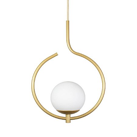 Pendente Lustre On Loop DOURADO com globo de vidro BRANCO