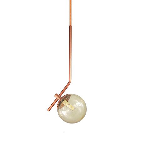 Lustre Pendente ON LY - BRONZE com globo de vidro Âmbar