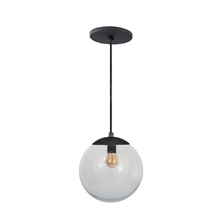 Pendente Globo Esfera de Vidro Cristal 20cm - PRETO