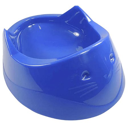 Comedouro Plástico Cara de Gato Furacão Pet 200 ml Azul