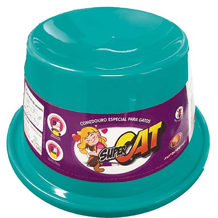 Comedouro Plástico para Gatos Super Cat Furacão Pet 200ml Verde