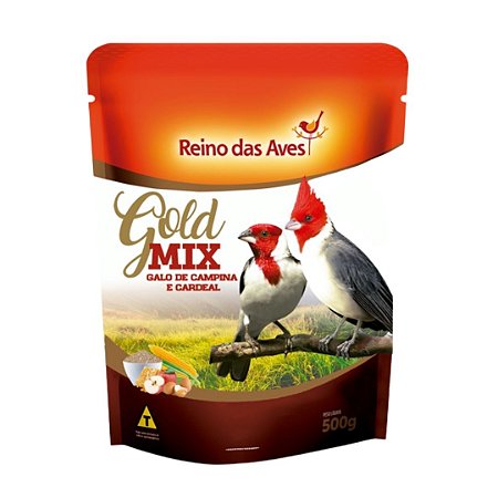 Mistura de Sementes Reino das Aves - Gold Mix Galo de Campina / Cardeal - 500g