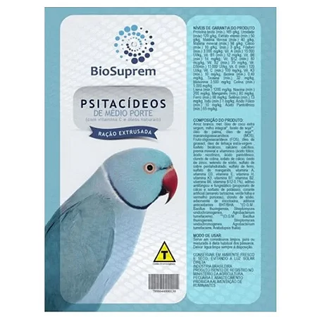 Extrusada BioSuprem - Psitacídeos - Médio Porte - 5kg