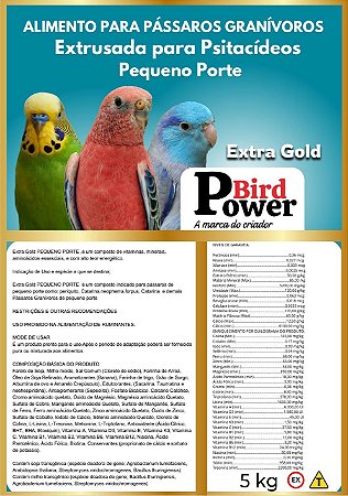Extrusada Pequeno Porte Extra Gold 5kg - Power Bird