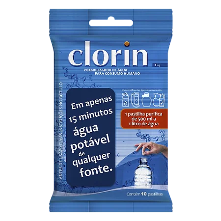 Clorin 1 Purificador de Água em Pastilhas 500ml a 1L | Clorin