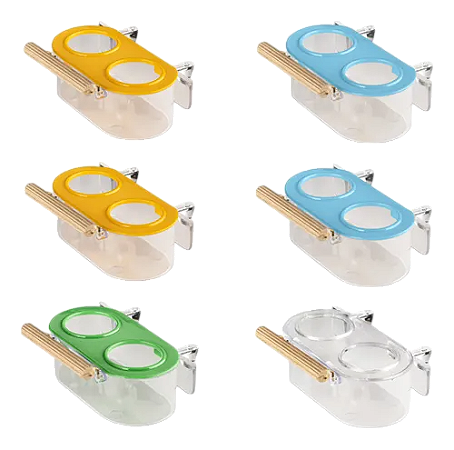 Comedouro com Gancho e Poleiro 2 Furos - Diversas cores