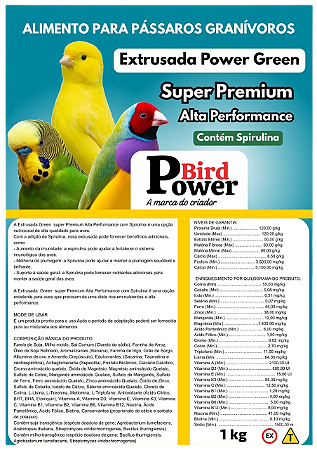 Extrusada Canarios Verde - Power Green - 1 kg | Power Bird