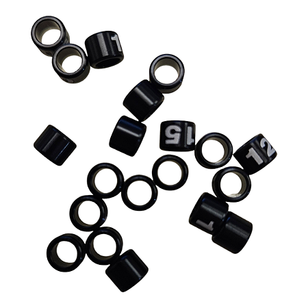 Anilhas Fechadas Alumínio 3.0mm Numeradas - Pact c/ 20und  - 21 a 40 - Preto