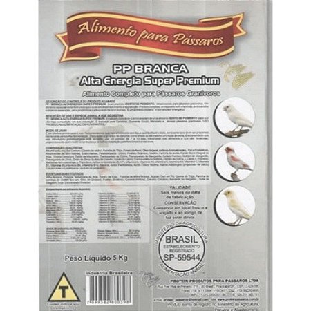 Farinhada Protein Pássaros - PP Branca - Super Premium - 5kg