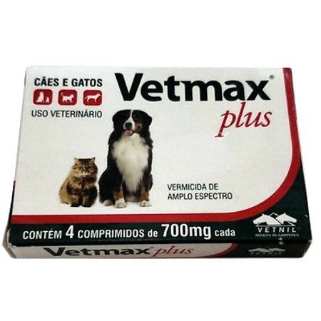 Vetmax Plus - 700 mg - 4 Comprimidos - Vermífugo