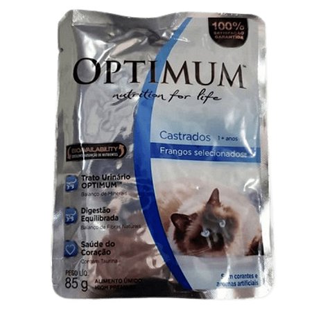 Sachê Optimum Sabor Frango - Para Gatos Castrados - 85g
