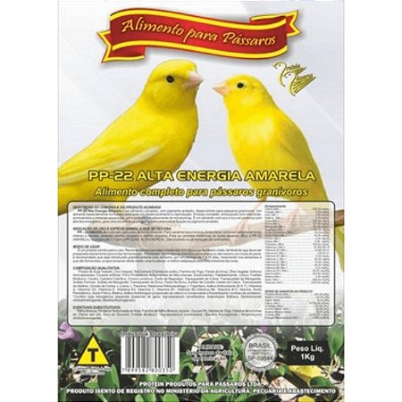 Farinhada Protein Pássaros - PP 22 Amarela - 1kg
