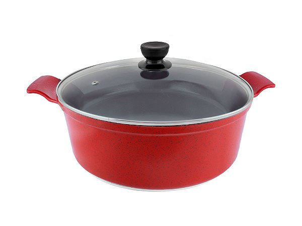 Caçarola Rev. Cerâmica Cinza Int. 28 cm TV 5,8 lts - Vermelho Liso Pigmentado