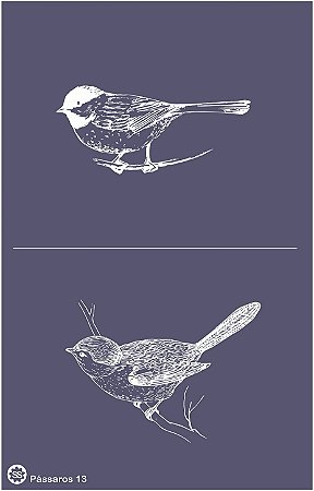 Pássaros 13 - stencil 25 x 16 cm