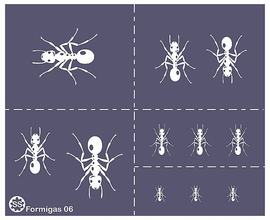 Formigas 06 - stencil 16 x 13 cm