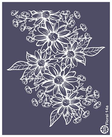 Floral 14a - stencil 16 x 13 cm