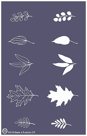 Kit folhas e fundos 01 - stencil 25 x 16 cm