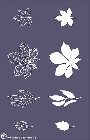 Kit folhas e fundos 03 - stencils 25 x 16 cm