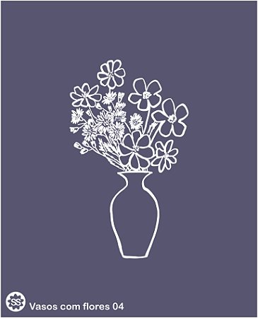 Vasos com flores 04 - stencil 16 x 13 cm