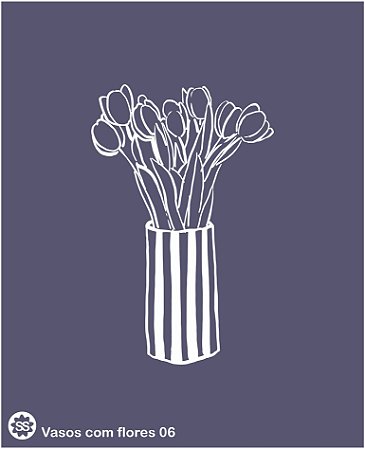 Vasos com flores 06 - stencil 16 x 13 cm