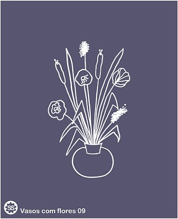 Vasos com flores 08 - stencil 16 x 13 cm