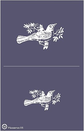 Pássaros 05a - stencil 25 x 16 cm