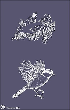 Pássaros 12a - Stencil 25 x 16 cm
