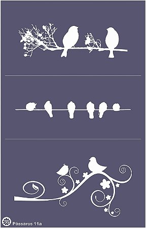 Pássaros 11a - stencil 25 x 16 cm