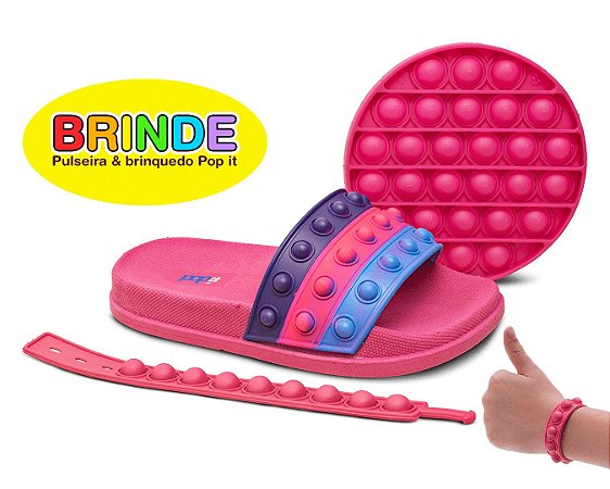 Chinelo Pop It + Brinquedo e Pulseira Feminino e Masculino - Bem Brasil  Calcados
