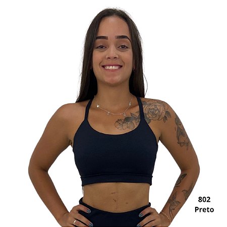 Top Cropped Cruzado Preto