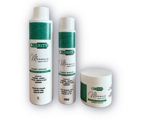 KIT ENERGIZANTE FORTALECEDOR MONOIN A RARITY (Shampoo 500ml, Máscara 500g, Ativador 1lt)                                   )