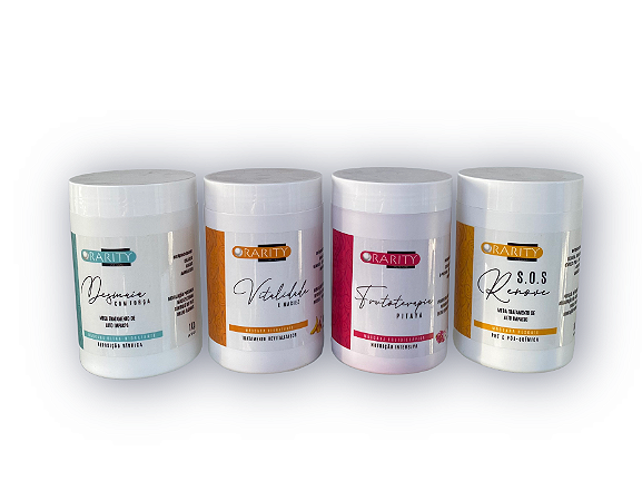 KIT CROMOGRAMA CAPILAR RARITY 4 MÁSCARAS DE 1 KG (UTI, NUTRIÇÃO,SOS,DESMAIA)