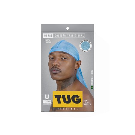 Durag de cetim azul e branco