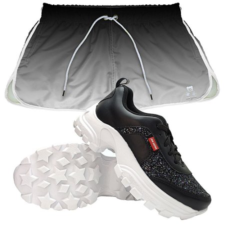 tenis chunky preto feminino