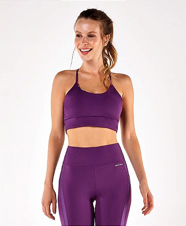 TOP ALTO GIRO BODYTEX ALCINHA DUPLA FACE ROXO GRAPE