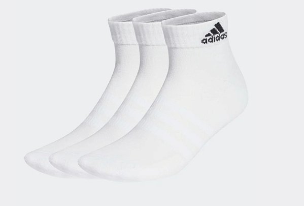 Meia Adidas Cushioned Sportswear Ankle 3 Pares Branca