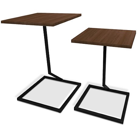Mesa De Canto Dupla Square - Preto/Villandry