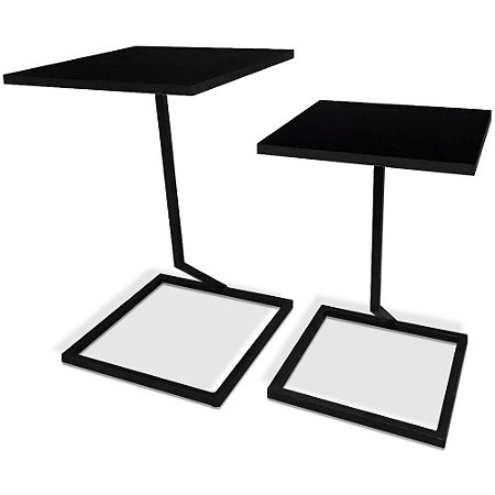 Mesa De Canto Dupla Square - Preto/Preto