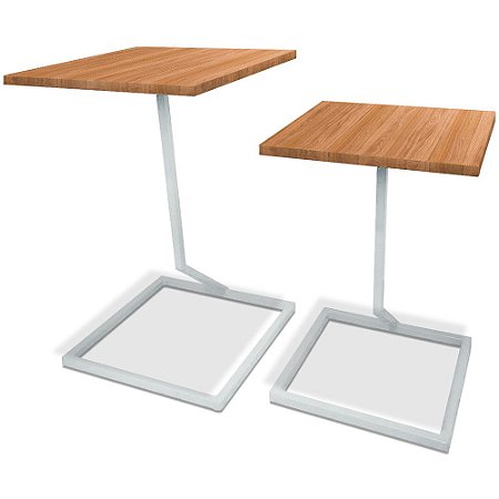Mesa De Canto Dupla Square - Branco/Jade