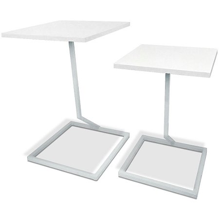 Mesa De Canto Dupla Square - Branco/Branco