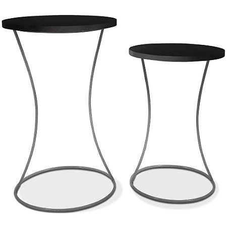 Conjunto Mesa De Canto Perla - Prata/Preto