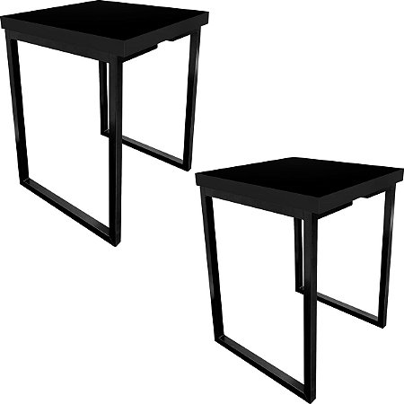 Kit 2 Bancos Nova York - Preto/Preto