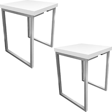 Kit 2 Bancos Nova York - Prata/Branco