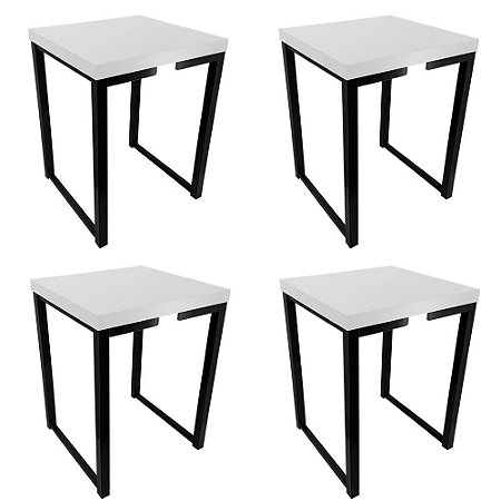 Kit 4 Bancos Nova York - Preto/Branco