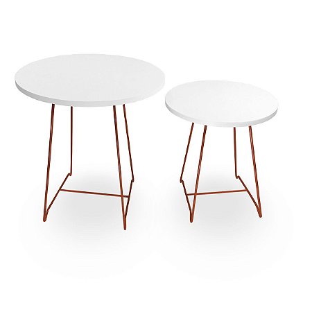 Mesa de Canto Dupla Amsterdã - Cobre/Branco