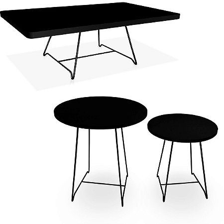 Conjunto Mesa De Canto E De Centro Amsterdã - Preto/Preto